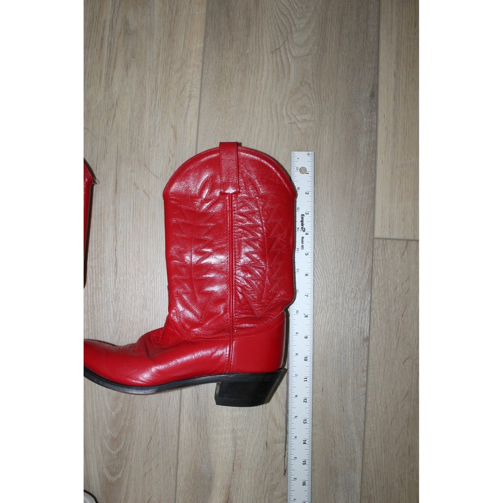 Red Leather Western Cowboy Boots Pointed Toe Embroidered SCL7016M Women's 6.5-7 - Picture 8 of 9